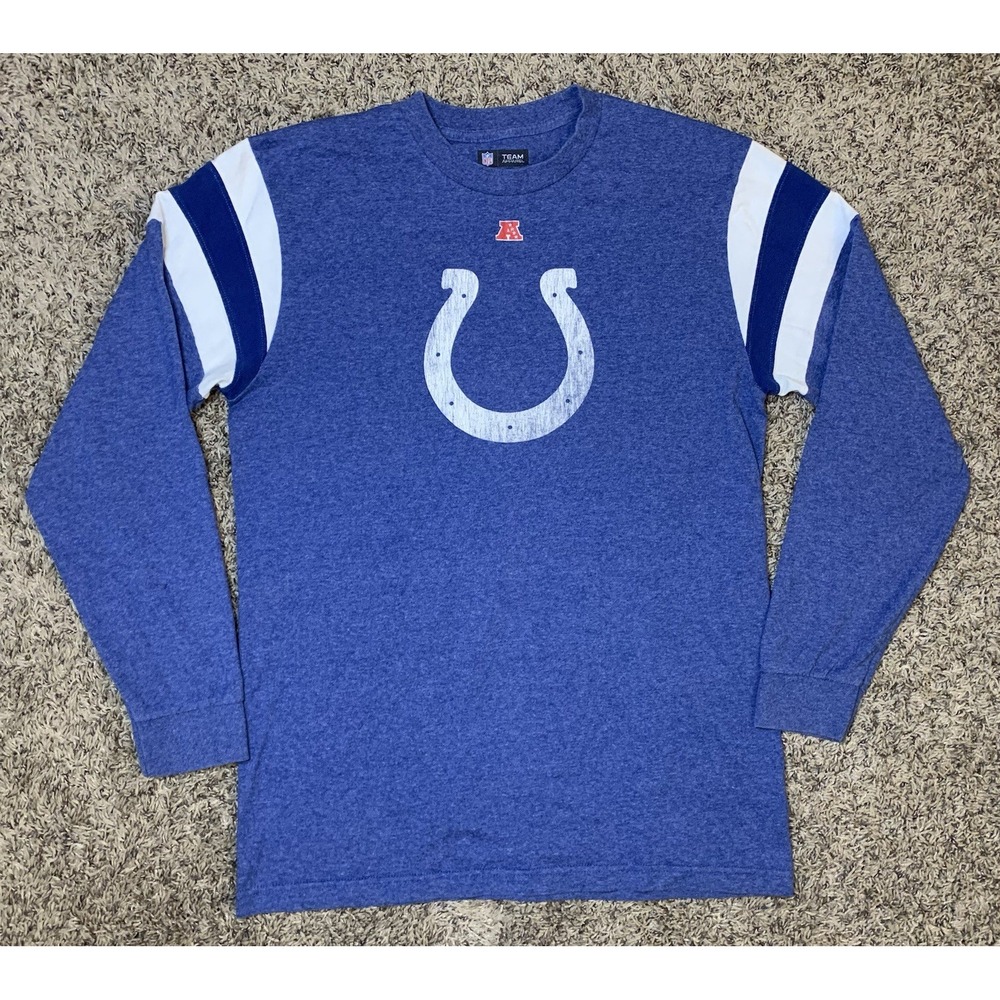 Indianapolis Colts Shirt Mens Medium Blue NFL Team Apparel‎ Long Sleeve Logo